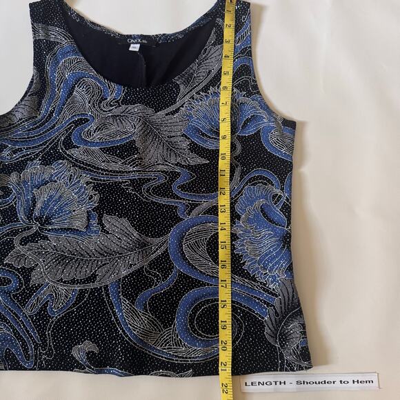 Vintage Onxy Nite Cardigan Set Womens Blue Sparkle Event MOB Made in USA size XL - Picture 8 of 12